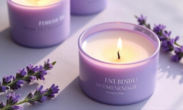 Colección de velas aromáticas de lavanda personalizadas