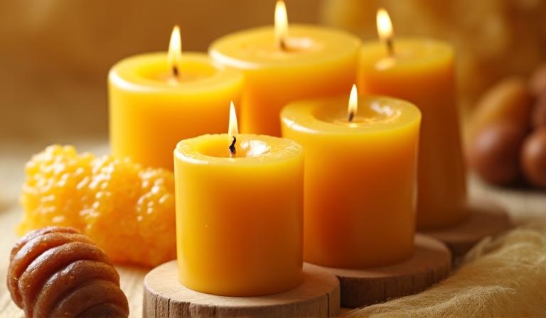 Velas artesanales de cera de abejas natural